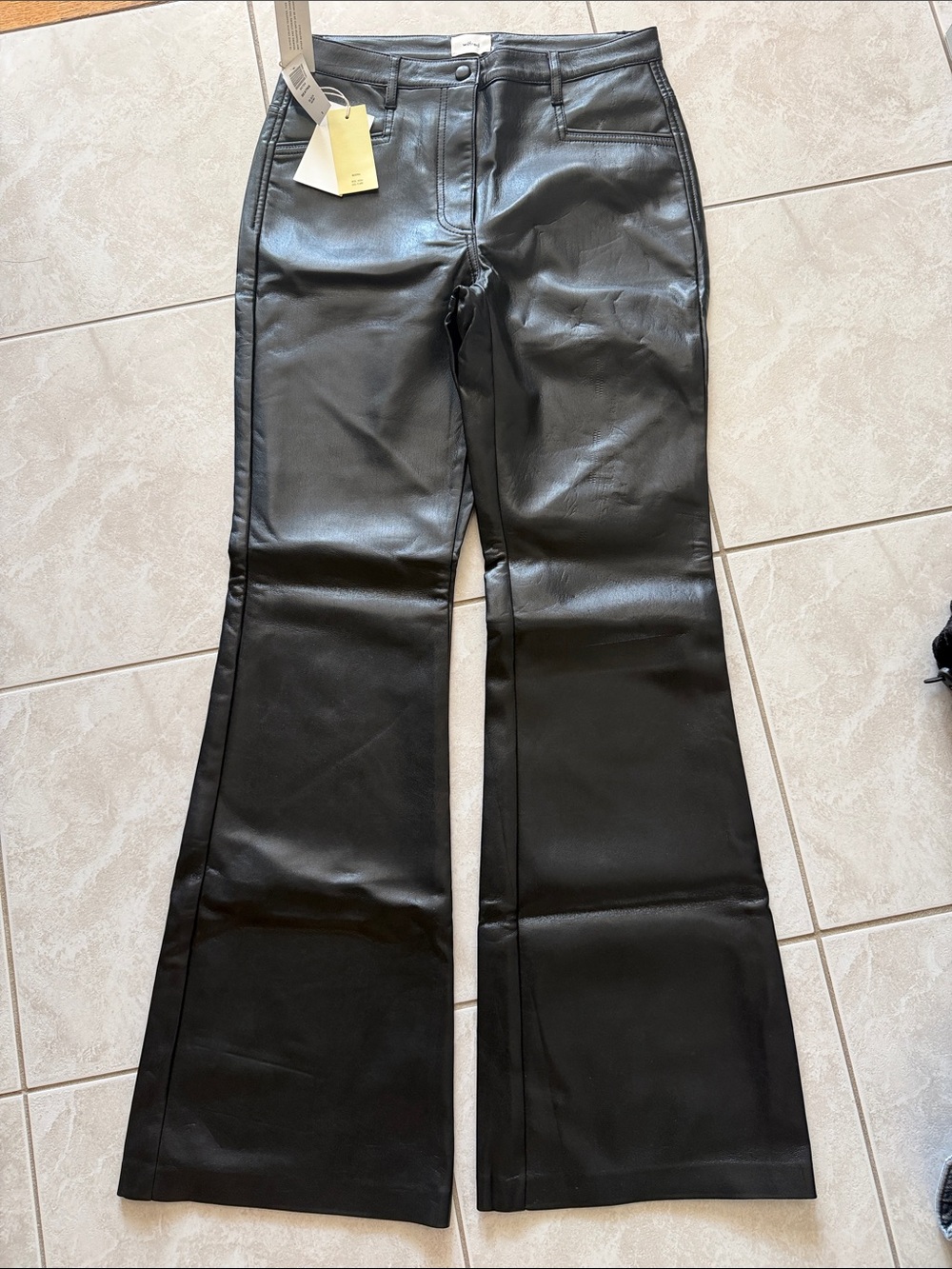 Aritzia Black Faux Leather Flare Women’s Jeans size 8